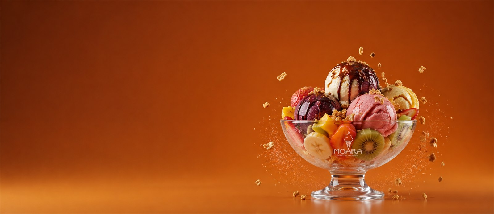 Salada de fruta com sorvete Moara